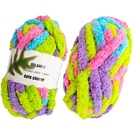 DDL&HEXI 2 Park Super Chenille Chunky Yarn,Blanket Making Kit,Jumbo Knitting Yarn 2x8oz 226g per Bag (208)