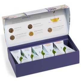 Tea Forte Tea Forte Demoiselle Premium Tea Petite Presentation Box, Tea Sampler Gift Set, 10 Count, 1 of Each Variety Individually Wrapped Handcrafted Pyramid Infuser Bags