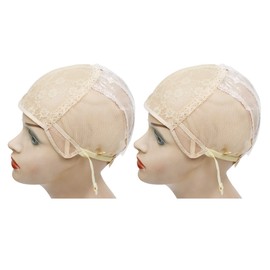 YANTAISIYU 2 pcs/lot Wig Caps for Making Wigs with Elastic Band on the Back Easy Weaving Ventilated Wig Caps with Plastic (Blonde M 22 inch)