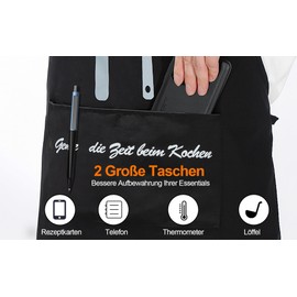 LEBEXY Cooking Apron Cooking Apron Cotton Apron BBQ Apron Work Apron Cotton Plain Black for Men Women Boys, Cutlery.