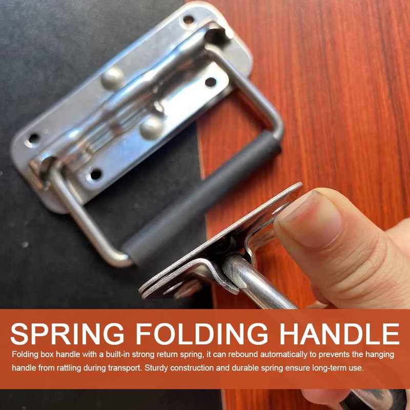 JIEDALIN Stainless Steel Drop Ring Pull Handle Spring Folding Handle