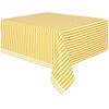 Unique Party 50303 - Plastic Yellow Striped Tablecloth, 9ft x