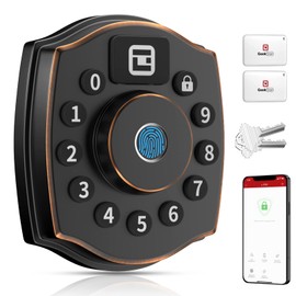 Geek Smart Door Lock with Keypad, Fingerprint Door Knob with App, Smart Deadbolt Lock, Keyless Entry Fingerprint Deadbolt for Front Door,IP65 Waterproof