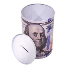 3 Pack Reusable and Durable 100 Dollar Bill Piggy Bank Tall Coin Metal Money Saving Currency Benjamin Franklin Note Tin Can Banknote Jar