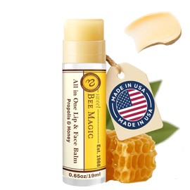 Bálsamo labial de cera de abeja orgánica, lápiz labial natural para labios secos, varita hidratante de miel y propóleo, bálsamo labial sin petróleo para hombres y mujeres, cuidado de labios limpio para todo tipo de piel, 0.65 onzas