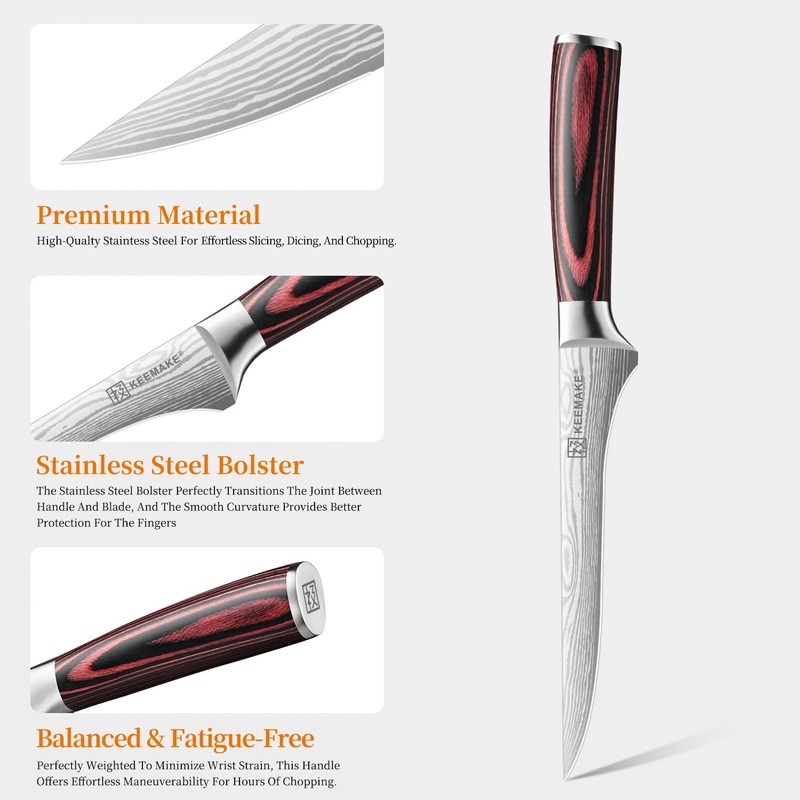 KEEMAKE Fillet Knife 6 Inch, Super Sharp Boning Knife High