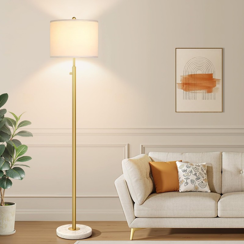 【Upgraded】Dimmable Gold Floor Lamps for Living Room, 11W LED Bulb