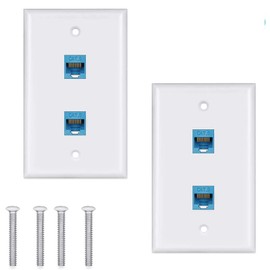 Ethernet Wall Plate Cat6 2Pack,Cat 6 Wall Plate Female-Female Compatible with Cat7/6/6e/5/5e Ethernet Devices -Blue