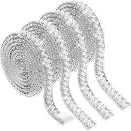 4 rollos de tiras adhesivas de perlas, cinta adhesiva de cristal de diamantes de imitación, rollo de pegatinas de perlas, hilo de diamantes de imitación, tiras de perlas para manualidades DIY