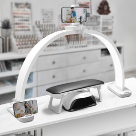 CGBE Half Moon Light for Nail Desk: Extra Large 30.7" Nail Desk Light with Phone Holder - 3 Color Modes & 10 Brightness for Nails, Beauty, Eyelashes, Tattoos - White