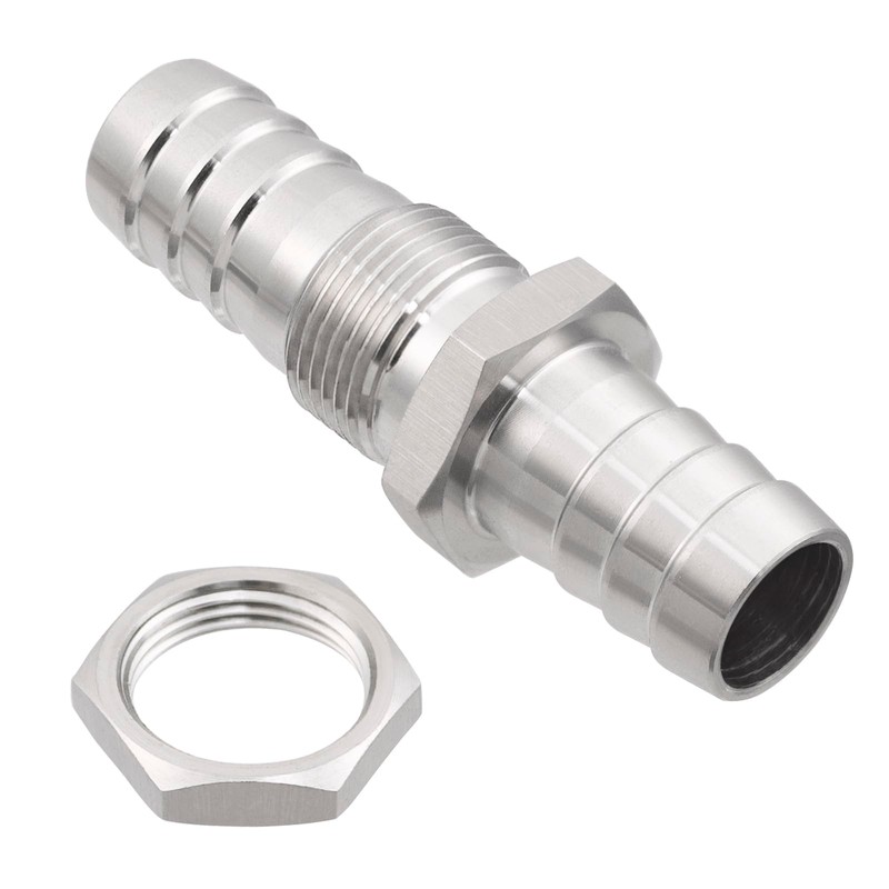 Metalwork 2 piezas 304 acero inoxidable Manguera Barb Fitting, Bulkhead