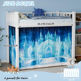 Vpory Bunk Bed Curtains - Loft Bed Curtains Privacy Bottom Bed Tent Customization Blockout Breathable Bed Canopy for Girls Teens Children Students (Ice Castle, 2 Pacs Full)