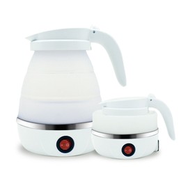 Portable Silicone Folding Travel Electric Kettle Collapsible Electric Kettle for Coffee Tea Fast Water Boiling White