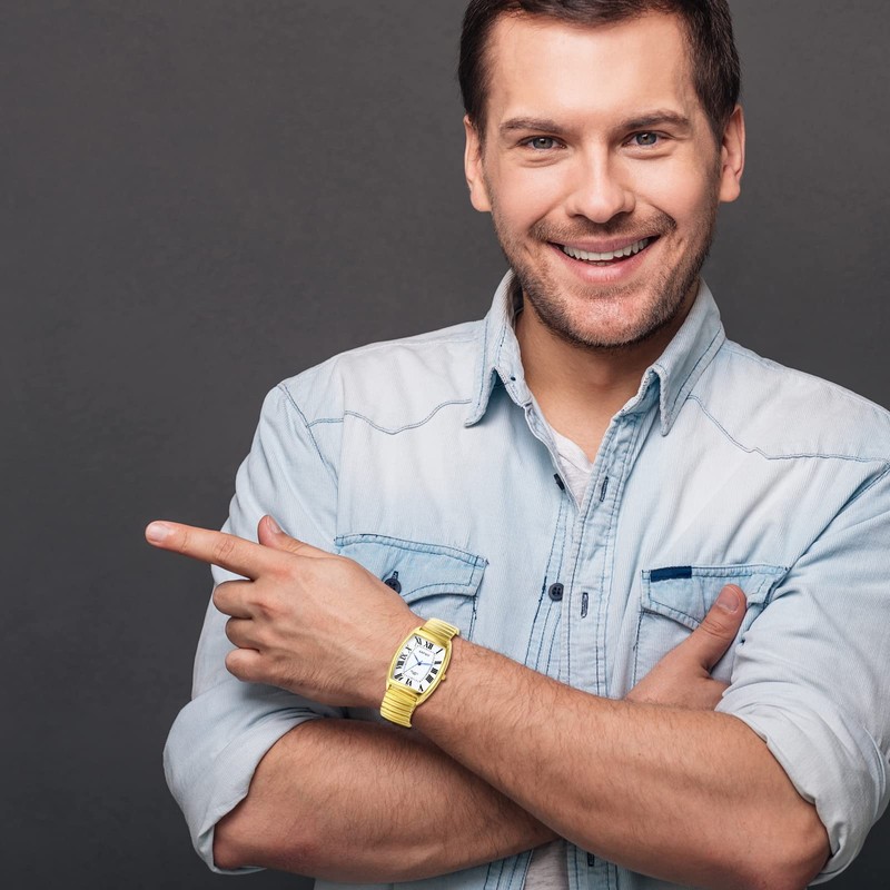 JewelryWe Mens Big Dial Easy Reader Quartz Watch, Gold/Silver Tone