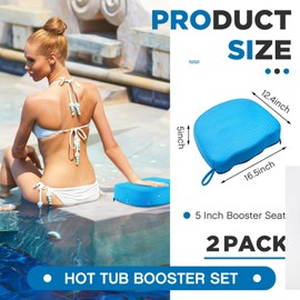 Suzile 2 Pcs Hot Tub Booster Seat Weighted Spa Bathtub Booster Seat Quick Dry with Micro Dot Non Slip Bottom Portable Seat with 3D Air Mesh Cover Tub Accessory for Indoor Outdoor (Ripple Style)