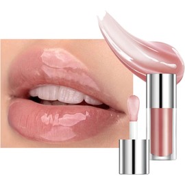 Bluemega Lip Glow Oil Jelly Lip Oil, brillo de labios para una apariencia 3D, brillo de labios de color claro con ácido hialurónico y colágeno vegano para labios llenos de apariencia saludable (5#)
