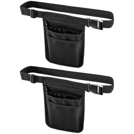 QWORK Medical Organizer Belt, 2 Pack Nurse Storage Bag Waist Bag Pouch for Medical Scissors Care Kit Tool, (Black, 10x7)