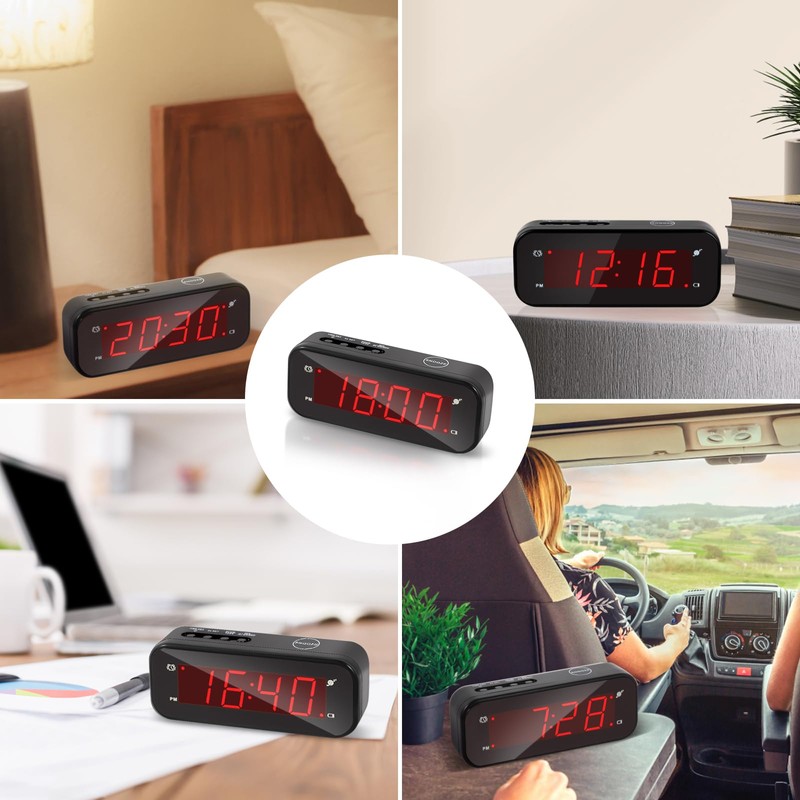 Timegyro Small Digital Clock Battery Operated, LED Travel Alarm Clock