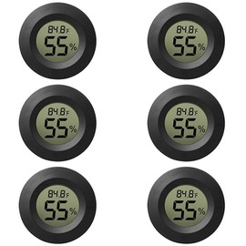 6-Pack Mini Hygrometer Thermometer Digital LCD Monitor Indoor/Outdoor Humidity Meter Gauge Temperature for Humidifiers Greenhouse Reptile Fahrenheit(℉)/ Celsius(℃)