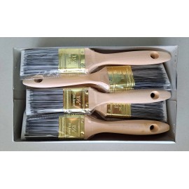 Unbranded 12 Pack - 1.5" Economy Flat Cut Utility Polyester Paint Brushes,  Wood Handle