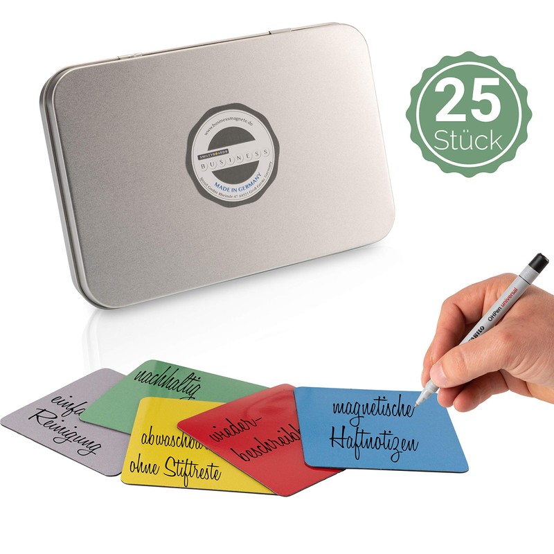 SMILEYBOARD 25 Magnetic Reusable Sticky Notes for Scrum, Kanban, Fridge,