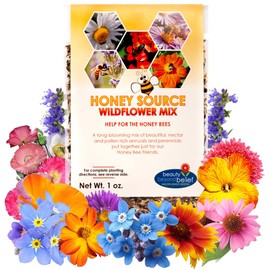 Honey Source Wildflower Seeds Mix for Honey Bees 1oz - Premium Annual and Perennial Flower Seed Mix – Bulk Planting for Pollinator