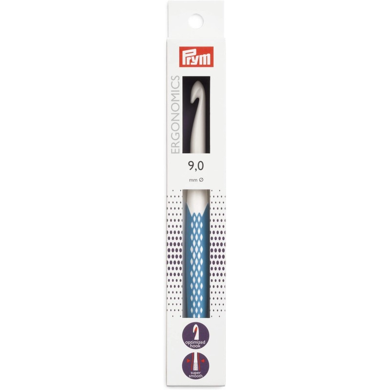 Prym, Poolblau Ergonomics 218491 Wool Crochet Hook, Plastic, 9.0 mm,