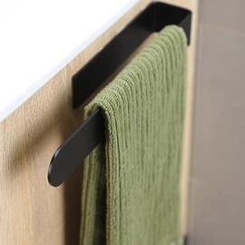Taozun Adhesive Towel Holder - Hand Towel Rack for Bathroom, Stainless Steel Towel Rail Wall Mounted, 12-Inch Guest Towel Holder, Brushed Black