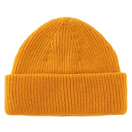 Connectyle Acrylic Short Beanies Unisex Winter Warm Knit Hat Daily Watch Hat Cuffed Skull Caps Golden Yellow