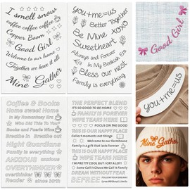 DOODLREAM 45Pcs English Phrases Water Soluble Hand Sewing Stabilizers, 21 x 29.7cm Motivational Sentences Embroidery Pattern Stabilizer, 4 Sheets Family Words Stick and Stitch Embroidery Paper Sticker