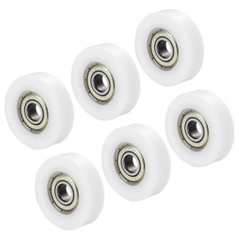 PATIKIL Nylon Pulley Wheel 8x36x10mm, 6 Pack 608zz Bearing Sliding Conveyor Roller Wheel for Door Window Drawer Hardware Driving Mechanical Equipment, White