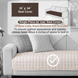 Aucrovee Velvet Washable Couch Cover for Pets Dogs, Non Slip Sectional Sofa Covers for 3 Cushion Couch Sofa L Sharped Sofa Slipcovers, Furniture Protector (1 PCS 36"x94", White)