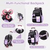 Mildame 3Pcs Girls Rolling Backpack Cute Bowknot Backpack with Wheels