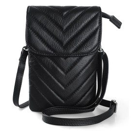 befen Black Chevron Quilted Crossbody Bags for women, Leather Small Cell Phone Holder Crossbody Wallet Purse Mini Pouch Bags