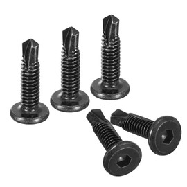 uxcell Hex Socket Self Tapping Screws, 1/4 x 1 410 Stainless Steel Sheet Metal Flat Head Drilling Screw 50pcs, Black