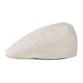 BOTVELA Men Linen Flat Ivy Breathable Summer Newsboy Hat (7 5/8-7 3/4, Plain Beige)