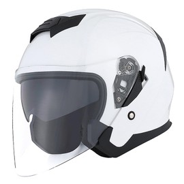1Storm Motorcycle Open Face Helmet Scooter Classical Knight Bike Dual Lens/Sun Visor Glossy White