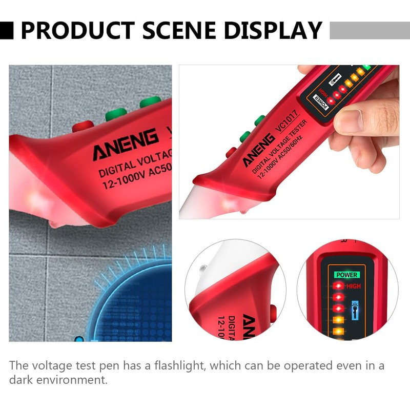 12V-1000V Voltage Tester: Adjustable Sensitivity Voltage Detector Pen AC Voltage