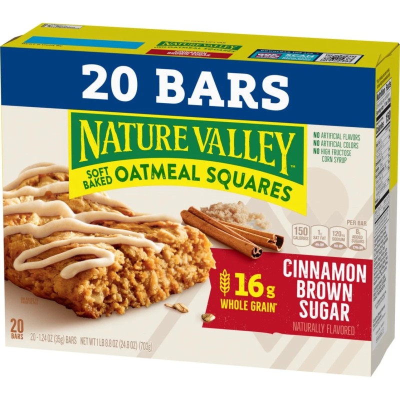 Nature Valley Soft-Baked Oatmeal Squares, Cinnamon Brown Sugar, 20 Ct,