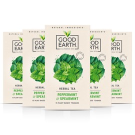 Good Earth Tea Co. Peppermint & Spearmint Tea Bags – Naturally Caffeine-Free Detox Tea with Bold Minty Flavour - 5 x 15 Biodegradable Herbal Tea Bags