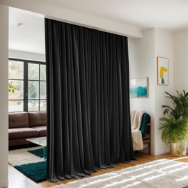 Floor to Ceiling Curtains for Wall Ceiling Mount Track - Blackout Privacy Room Divider Curtains for Ceiling Track System or Rod With Hooks - Soundproof Room Separator Extra Wide Curtains, 1 Panel