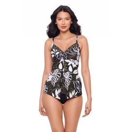 Miraclesuit Women's DD-Cup Swimwear Love Knot Tummy Control Underwire Bra Tankini Top Separate, Elle Black Multi, 16