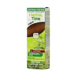 Henna Herbal Time Natural Cappuccino Nº 2 | Coloring with Nettle Extract | Gray Hair Cover | Temporary Color Dye Cream | Ammonia Free, Sulfates Free, Parabens Free | 75 ml