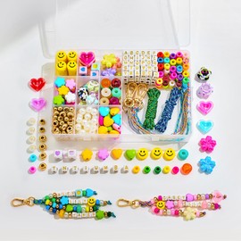 HolidayQbee - Kit de fabricación de llaveros con cuentas DIY, 421 piezas, kit de fabricación de dijes para bolso con cuentas, cuentas con letras del alfabeto para nombres, corazón, flores, llavero