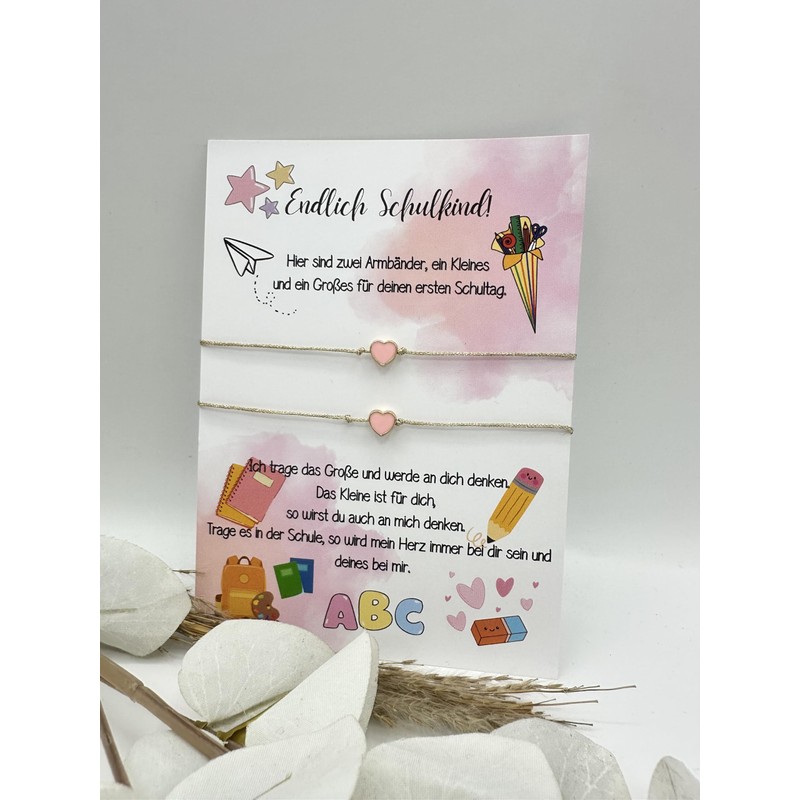 Schulkind Armband Geschenke zur Einschulung Mädchen Mama Tochter Herz Armband