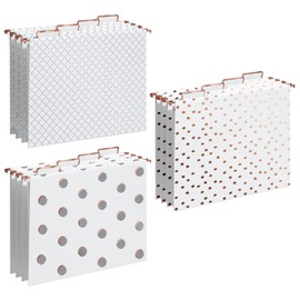 Y YOMA Rose Gold Hanging File Folders with Reinforced 1/5-Cut Tabs, Letter Size(12 Pack), Assorted 3 Styles