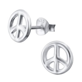 Laimons – Stud Earrings – 925 Sterling Silver – Women – Peace Symbol – Shiny