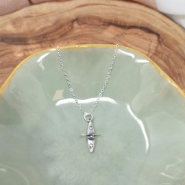 Kayak Necklace, .925 Sterling Silver, Water Sports Gift, Kayak Paddle Necklace, Kayaking Gifts for Women, Gifts for Kayakers, Silver Jewelry