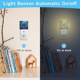 KXWQTRDD Octopus Watercolor Night Light Plug into Wall,Nightlights with Light Sensor Dusk to Dawn,Plug in Night Lights for Kids,Warm Lamps for Bathroom Bedroom Kitchen