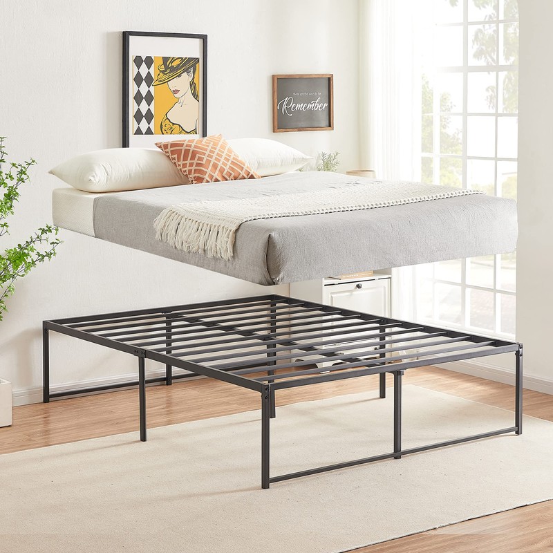VECELO 18" Queen Size Tall Bed Frame Metal Platform/Mattress Foundation/No